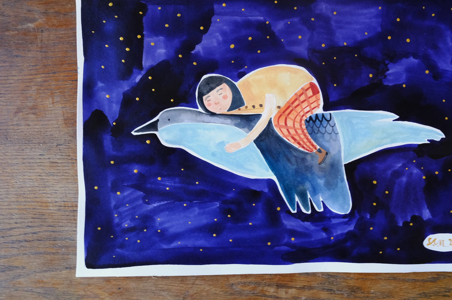 Originalillustration Crap Nap Paintings - Nachtflug