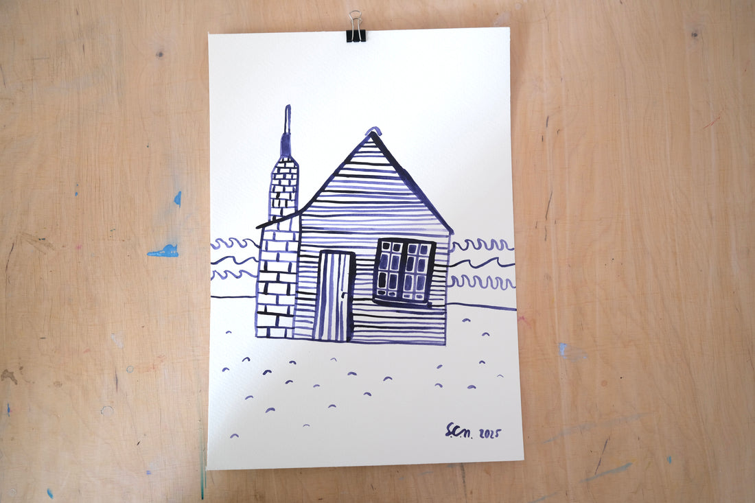 Originalillustration Haus am Meer